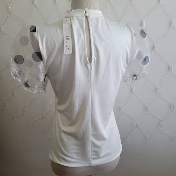 Luxology Top / Puff Polka-Dot Sleeves / Size Medium - Picture 3 of 5